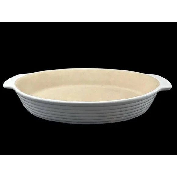 Beige Oval Stoneware Baking Roaster Pan 13x9" Pampered Chef Heritage Collection - Picture 1 of 8
